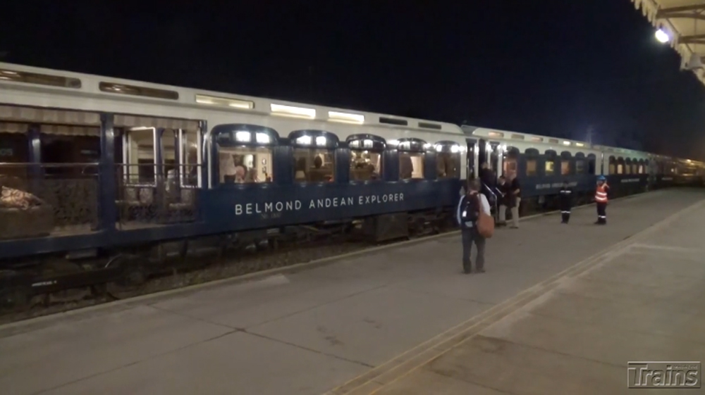 Passengers board the Belmond Andean Explorer train