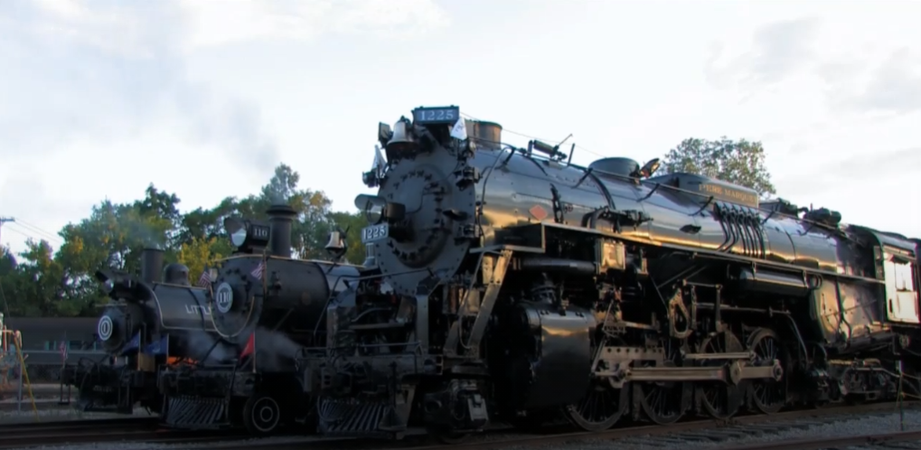 three steam locomotives