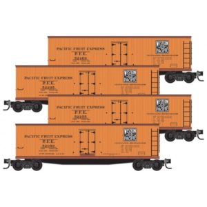 Four orange boxcars