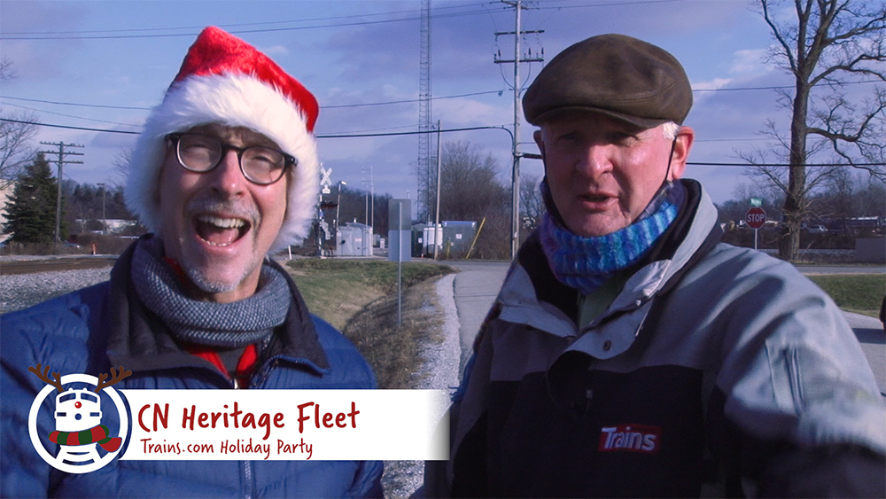 David Popp in santa hat with Jim Wrinn