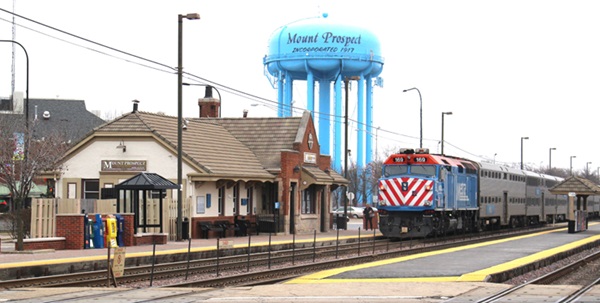 Metra train at station