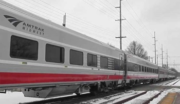 Passenger train in snow