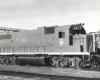 A side view of a diesel locomotive.