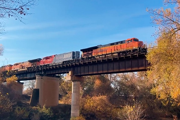 A train crossing over a bridge