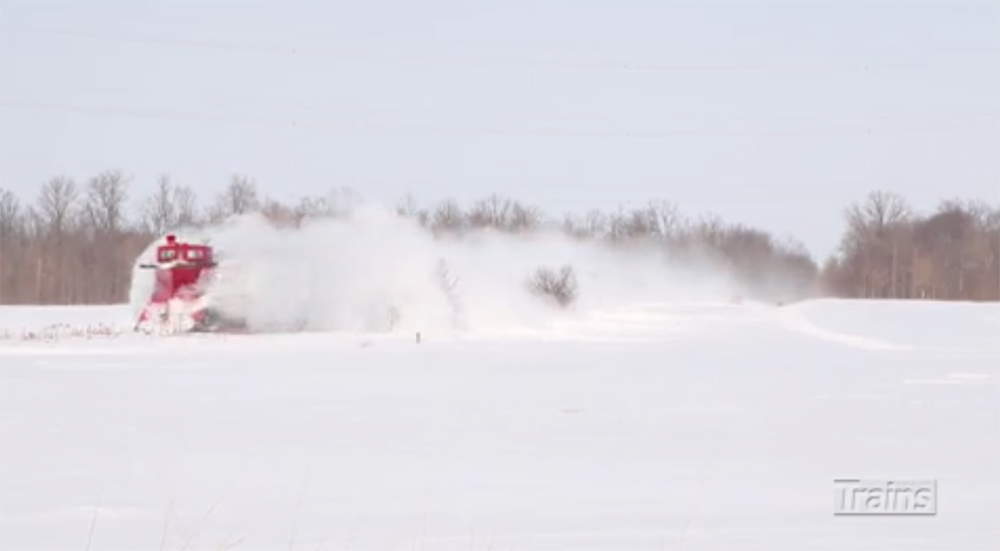 FP9 plowing snow on Ontario Southern