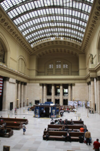 Interior of cavernous train station