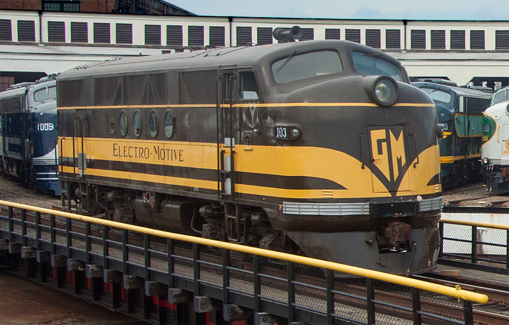 Diesel locomotive on turntable