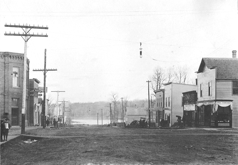 1906 view of downtown Frederic, Wisconsin