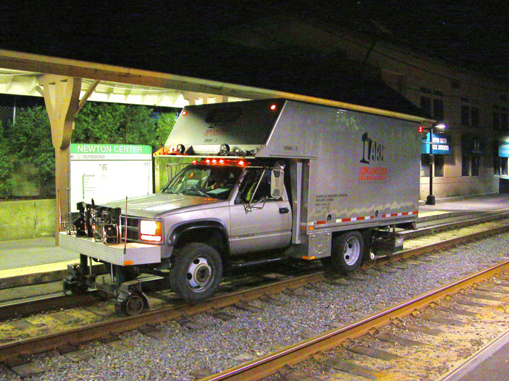 Hi-Rail truck at light rail station