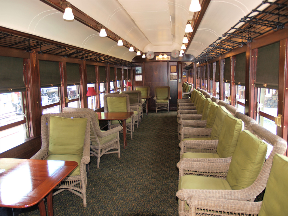 Ornate interior of passenger car