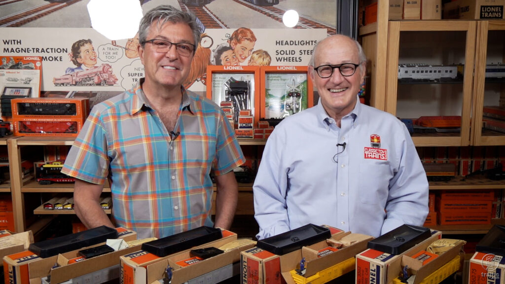 John Truckenbrod and Roger carp with a variety of Lionel barrel cars