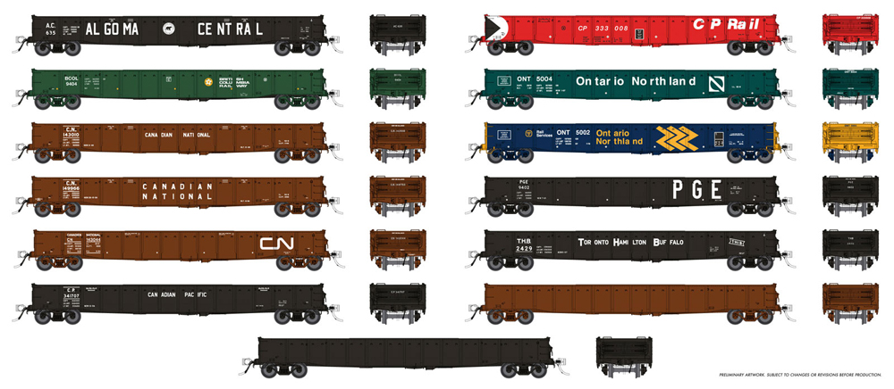 52’-6” mill gondola in varying paint schemes.