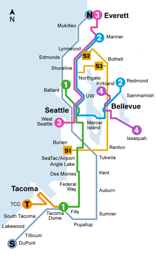 Sound Transit introduces new names, color coding for rail lines - Trains