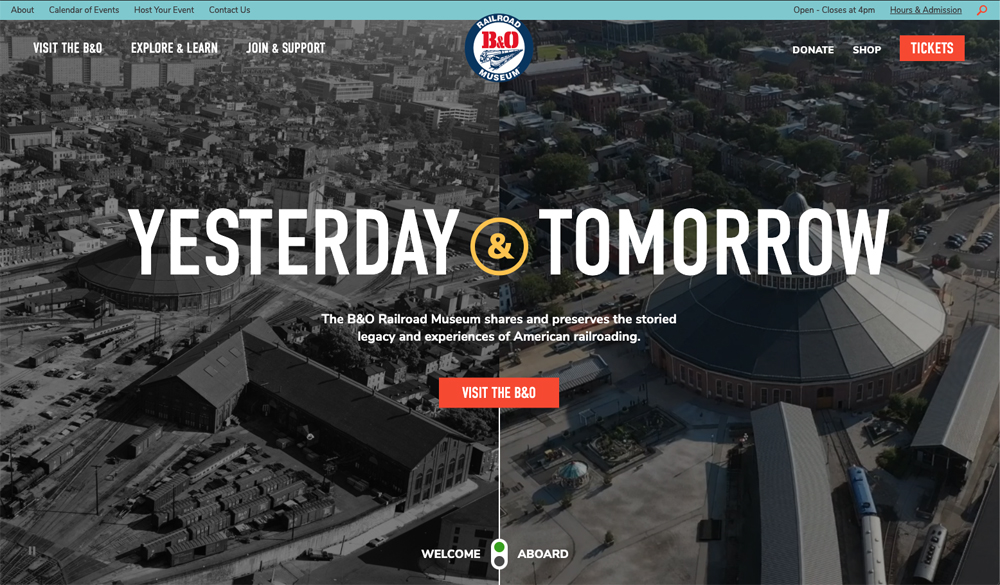 Web page with words "yesterday and tomorrow" at center