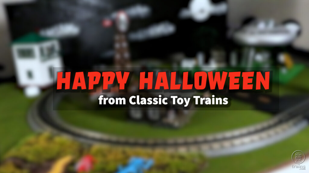 Lionel's Phantom train on a small Halloween toy train layout