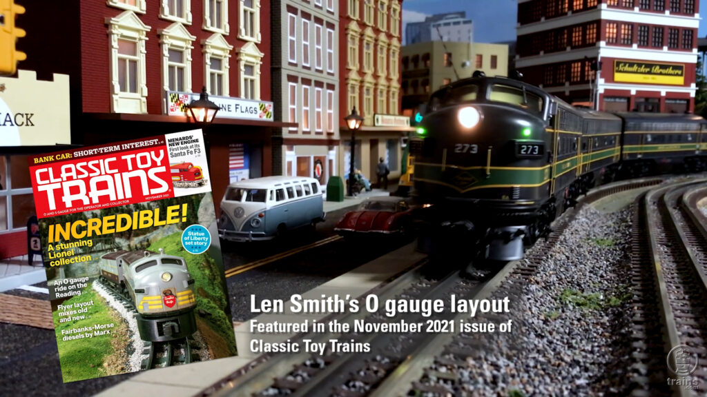 Len Smith's layout and the cover of the November 2021 Classic Toy Trains