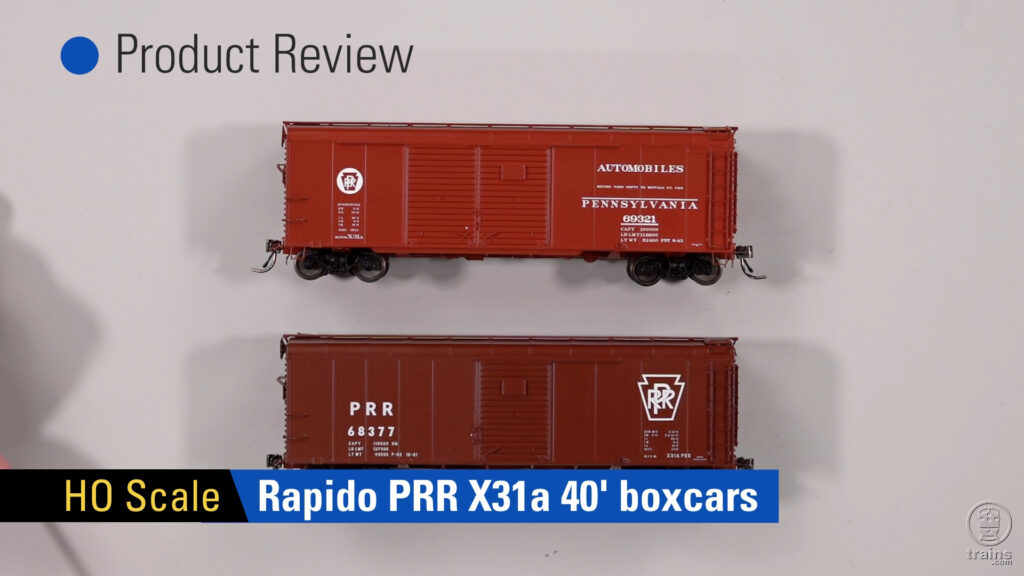 Two Rapido HO scale Pennsylvania RR X31 boxcars