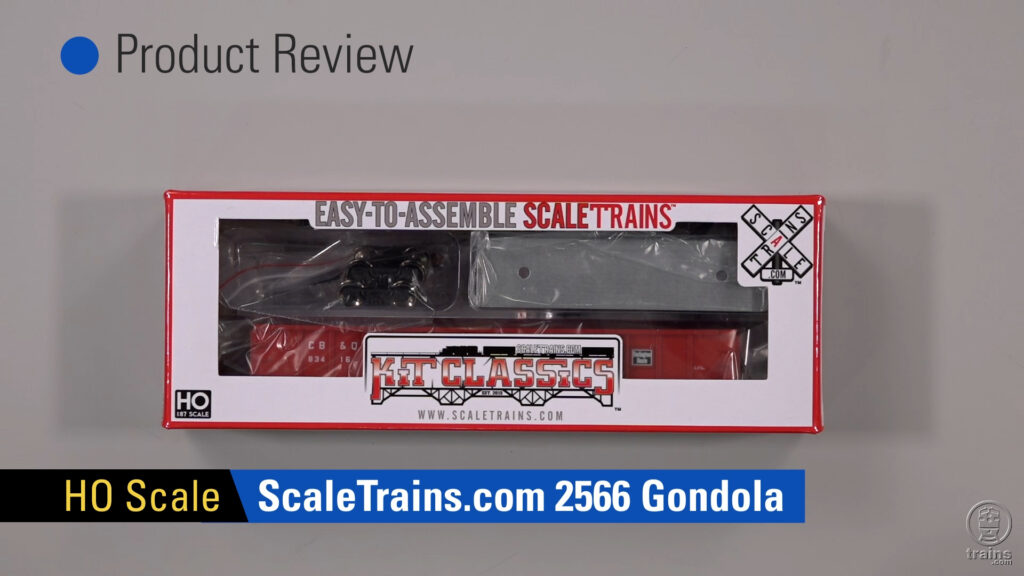 ScaleTrains.com HO scale Chicago, Burlington & Quincy Havelock Shops 2,566-cubic-foot capacity gondola in its packaging