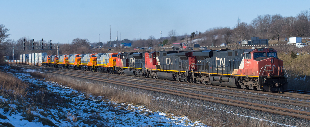 Train with nine locomotives, including six new rebuilds
