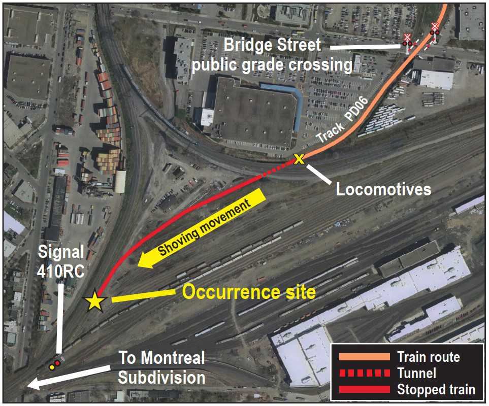 Diagram showing site of fatal switching accident