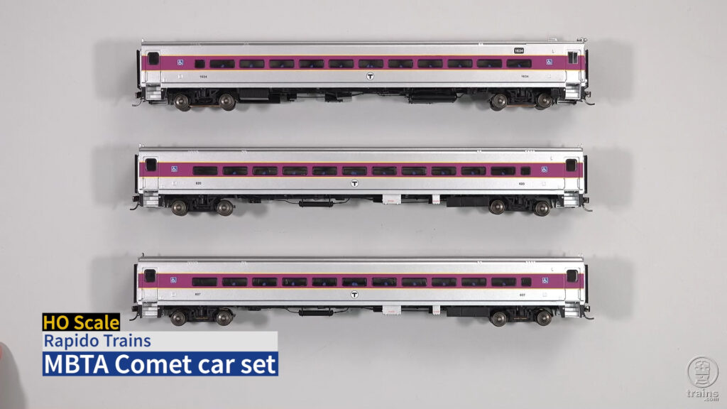 Three Rapido Trains HO scale MBTA Comet coaches