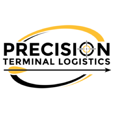 Black and yellow logo of Precision Terminal Logistics