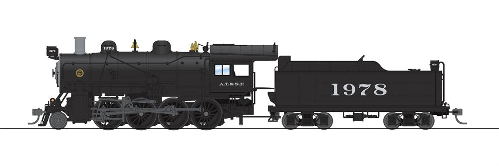 Illustration showing side of HO scale 2-8-0 Consolidation steam locomotive painted black and silver with silver lettering and numbers. 