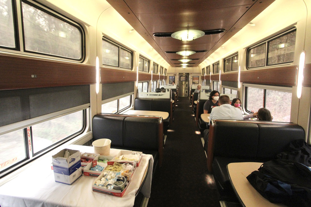 Interior of Amtrak dining car