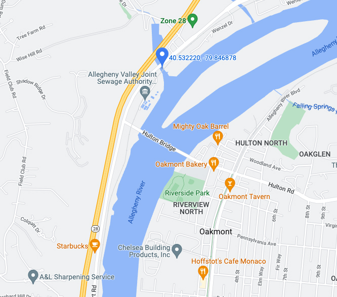 Map showing area near Allegheny River