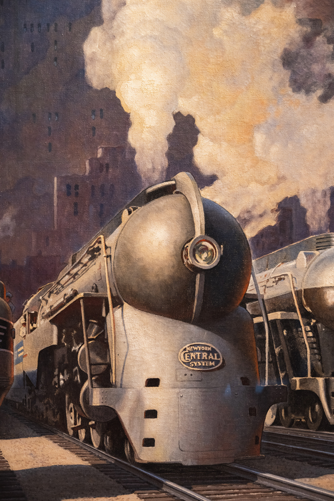 Painting of streamlined steam locomotive