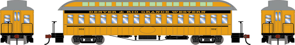 Old-time yellow passenger train car