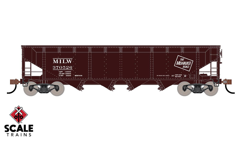 Drawing of brown hopper train car with white background