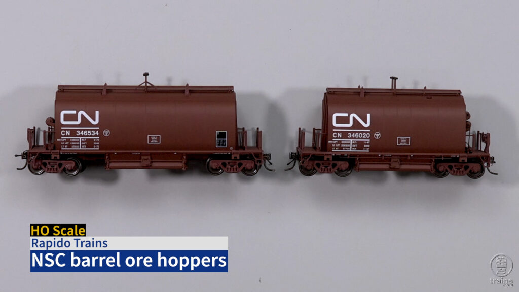Screen capture of two HO scale freight cars