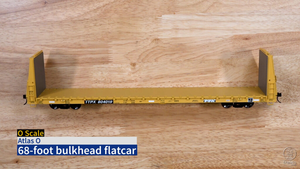 Screen shot of O scale freight car on wood workshop bench