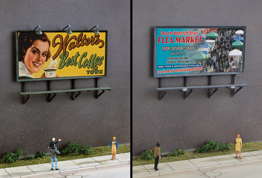 Model of billboard on the side of a brick wall