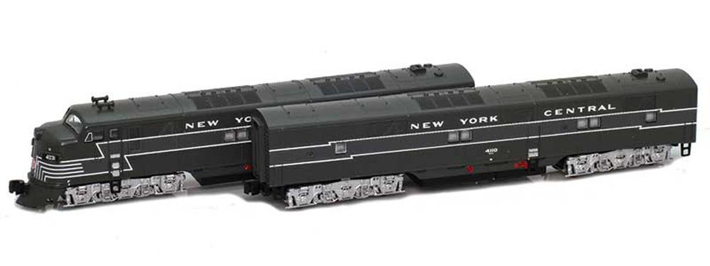 A black locomotive with white stripe