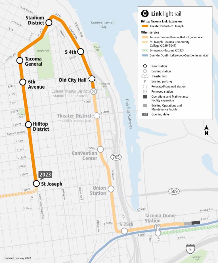 Map of Tacoma light rail line