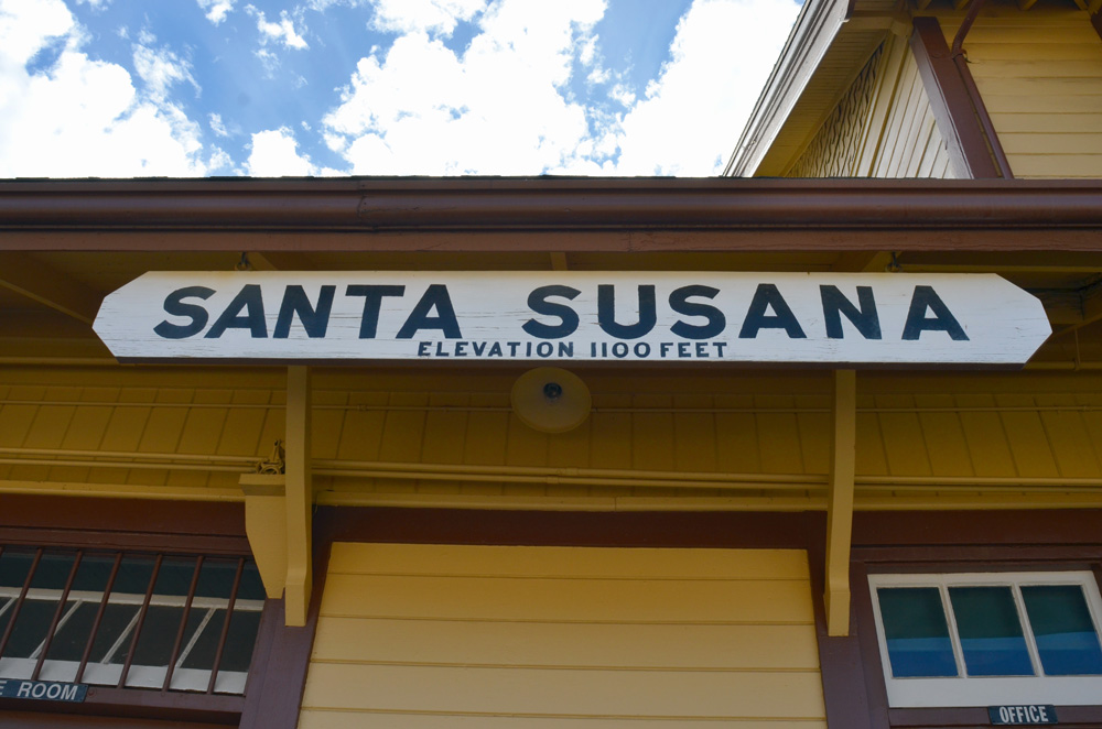 Santa Susana sign white on railroad depot