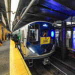 Subway train at station