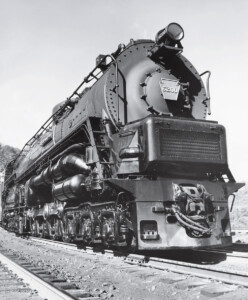 Front view of Pennsylvania 6200 turbine locomotive