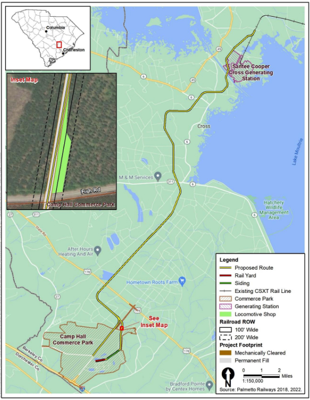 Map of planned rail line