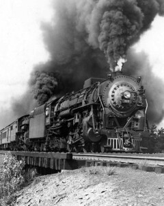 Example of Boston & Albany’s J2 Hudson steam locomotive on a passenger train