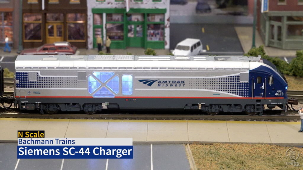 Screen shot from Bachmann N scale SC-44 Charger Product Review video.