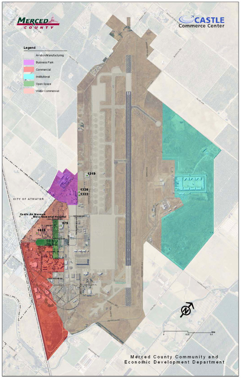 Map of former Air Force Base converted to freight transportation center