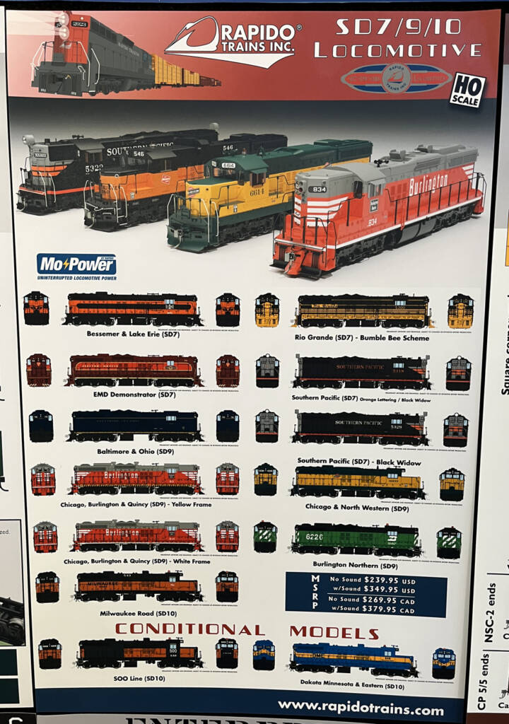 Color photo of banner with line art for HO scale diesel locomotive models.