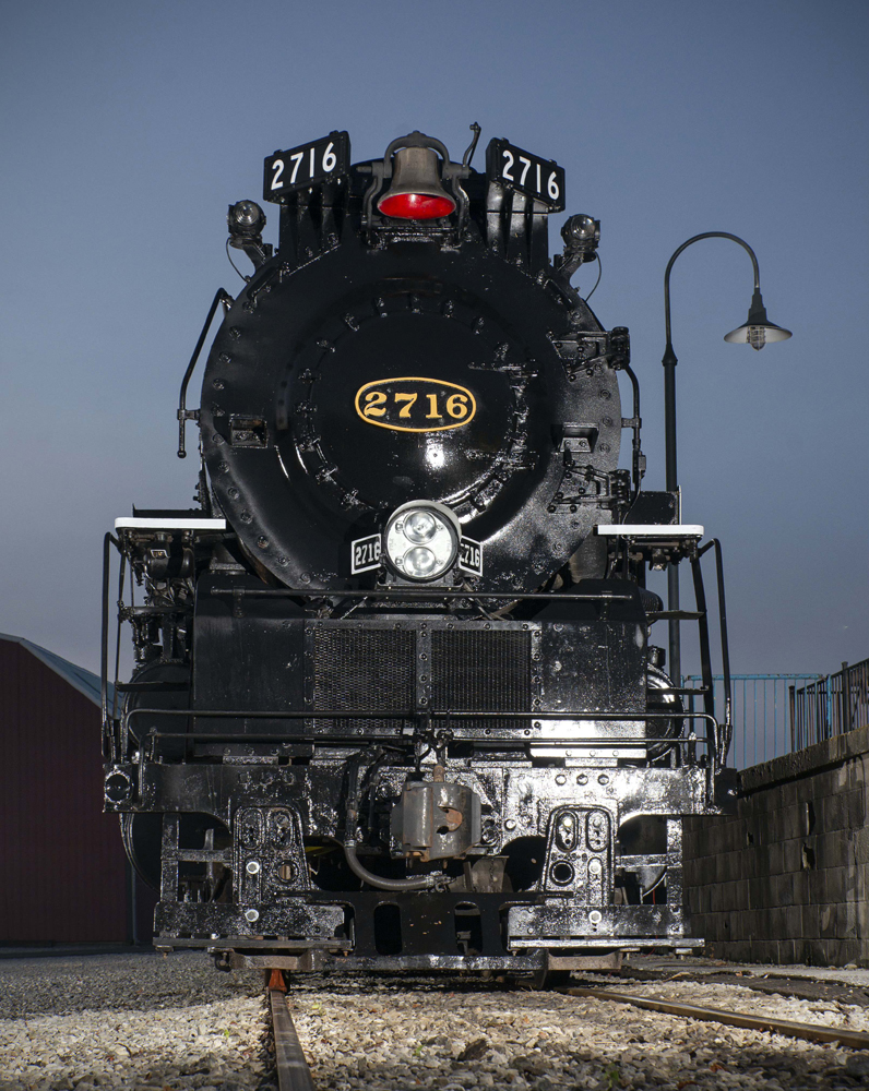 Front view of steam locomotive