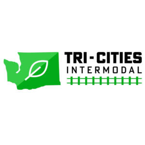Logo of Tri-Cities Intermodal, featuring state of Washington in two shades of green