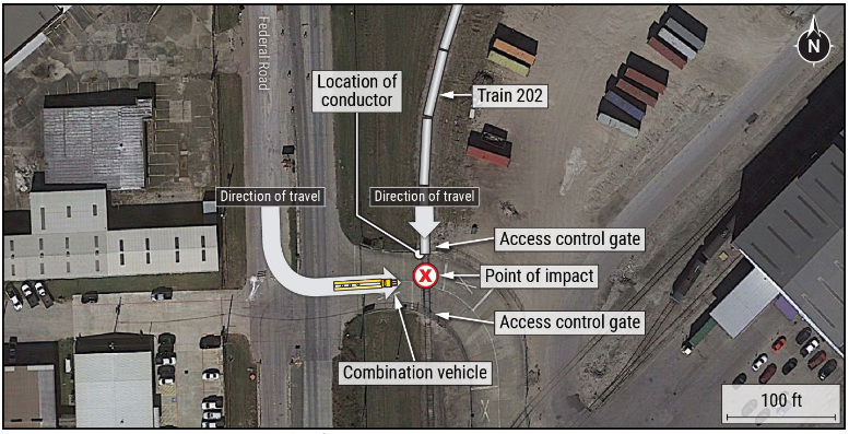 Satellite image of rail accident site