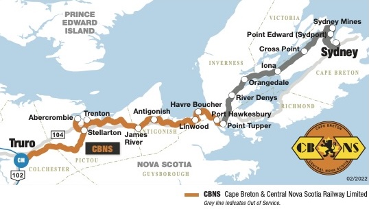 Map of Cape Breton & Central Nova Scotia Railway