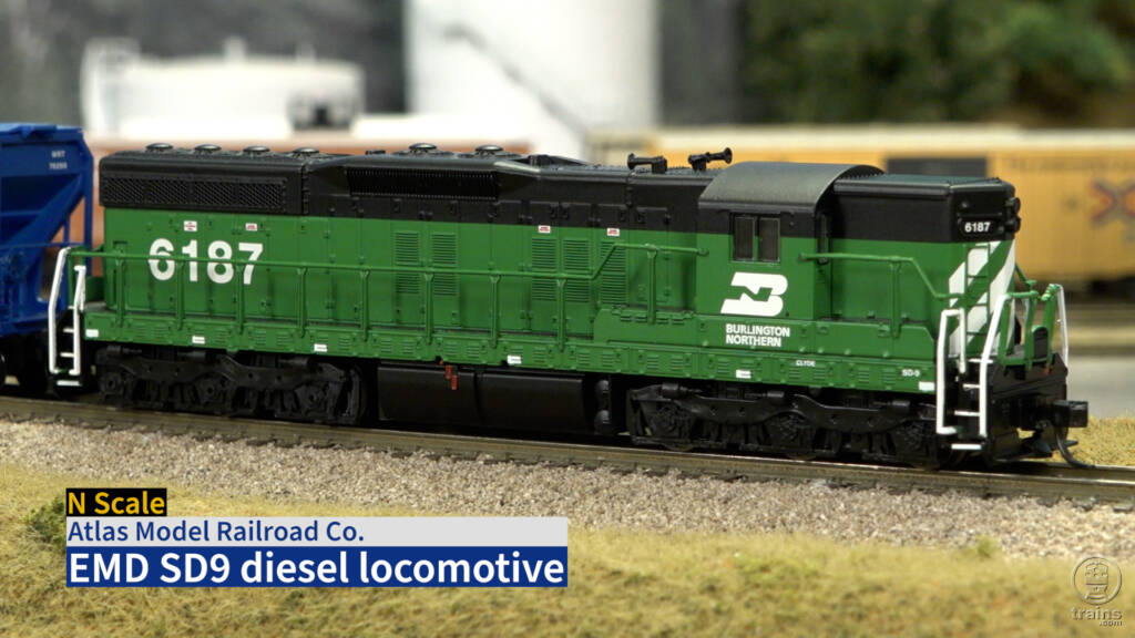Screen shot of Atlas N scale EMD SD9 Product Review video title screen.